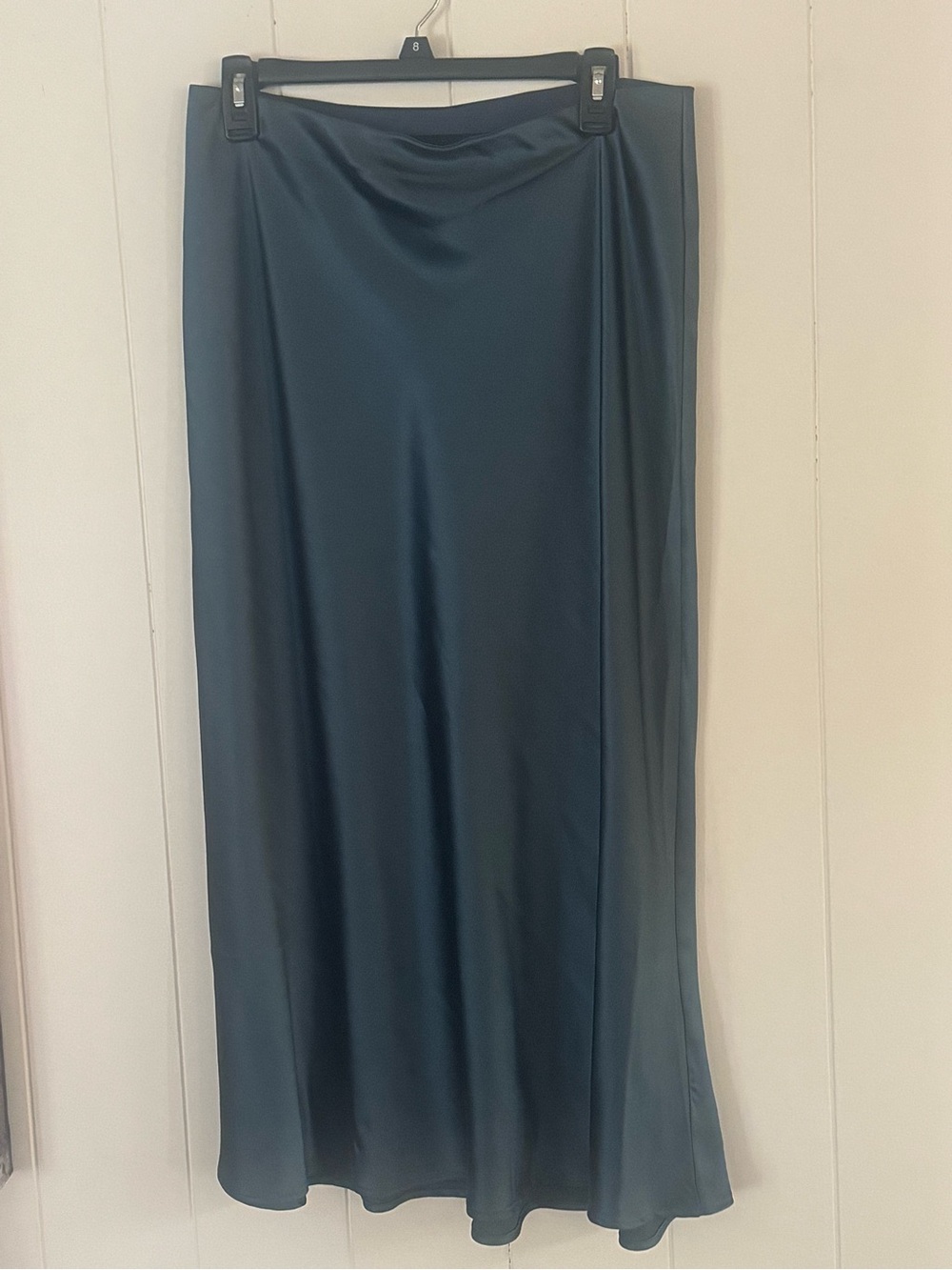 Women’s Satin Maxi Skirt in Deep Teal - size L